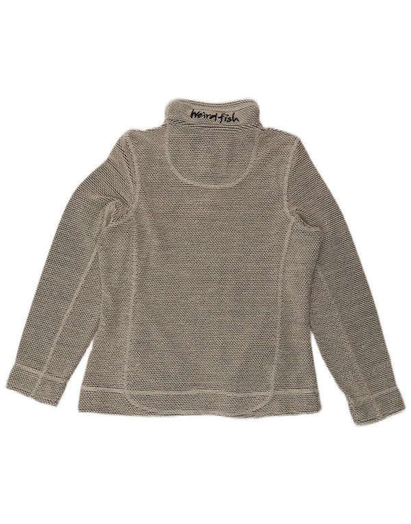WEIRD FISH Felpa da donna con collo con zip Maglione UK 12 Acrilico grigio medio