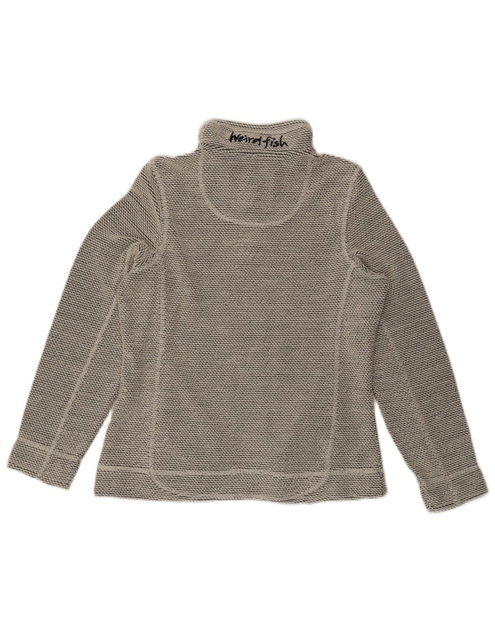 WEIRD FISH Felpa da donna con collo con zip Maglione UK 12 Acrilico grigio medio