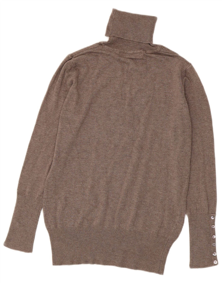 Maglione maglione a collo alto da donna Zara UK 14 grande rayon marrone
