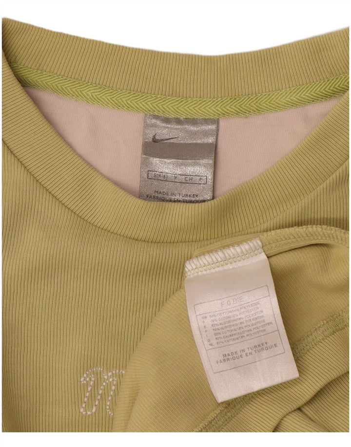Top grafico da donna Nike manica lunga US 4/6 piccolo cotone verde