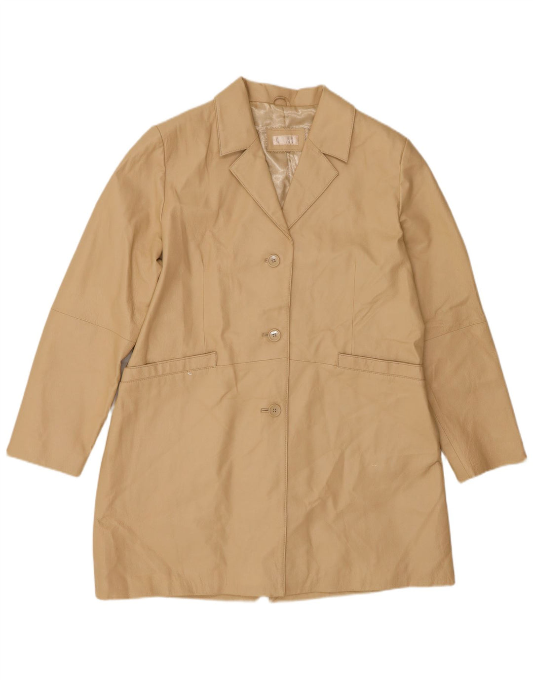 Cappotto in pelle da donna VINTAGE UK 20 2XL Pelle beige