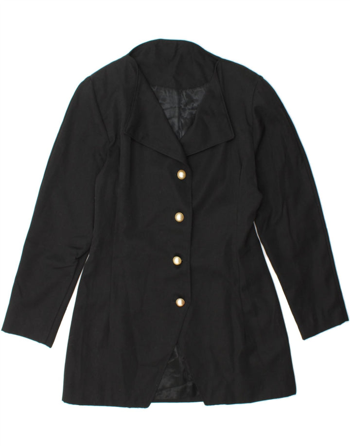 VINTAGE Womens Longline 4 Button Blazer Jacket UK 14 Medium Black Vintage Vintage and Second-Hand Vintage from Messina Hembry 