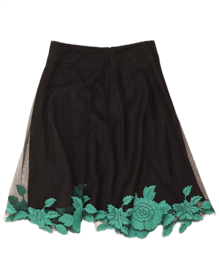 Gonna a trapezio da donna Coast W26 piccola in poliestere floreale nero