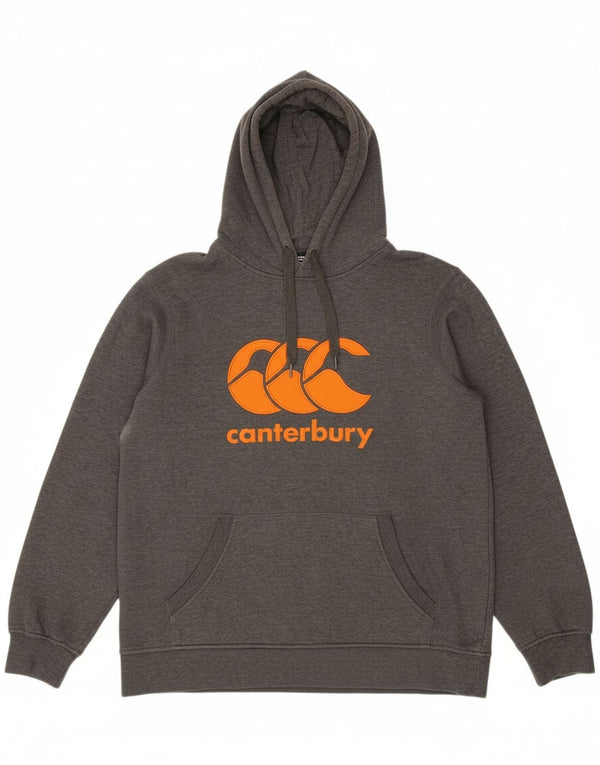 CANTERBURY Mens Graphic Hoodie Jumper XL Grey Cotton