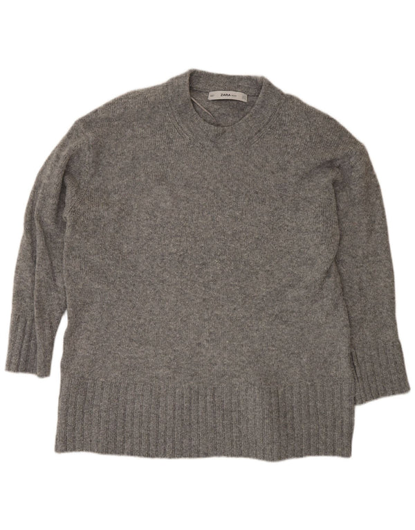 Maglione girocollo oversize da donna Zara UK 14 Acrilico grigio medio