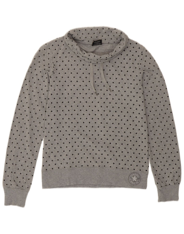 Converse Womens Sweatshirt Jumper UK 6 XS Grey Spotted Cotton