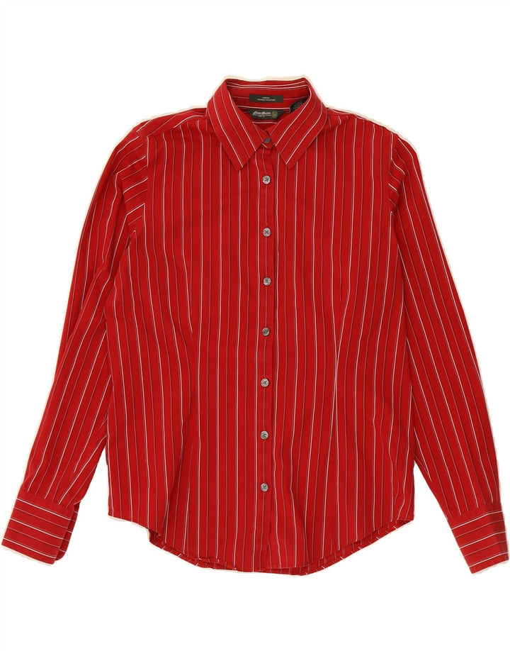EDDIE BAUER Womens Shirt UK 14 Medium Red Striped Cotton Vintage Eddie Bauer and Second-Hand Eddie Bauer from Messina Hembry 