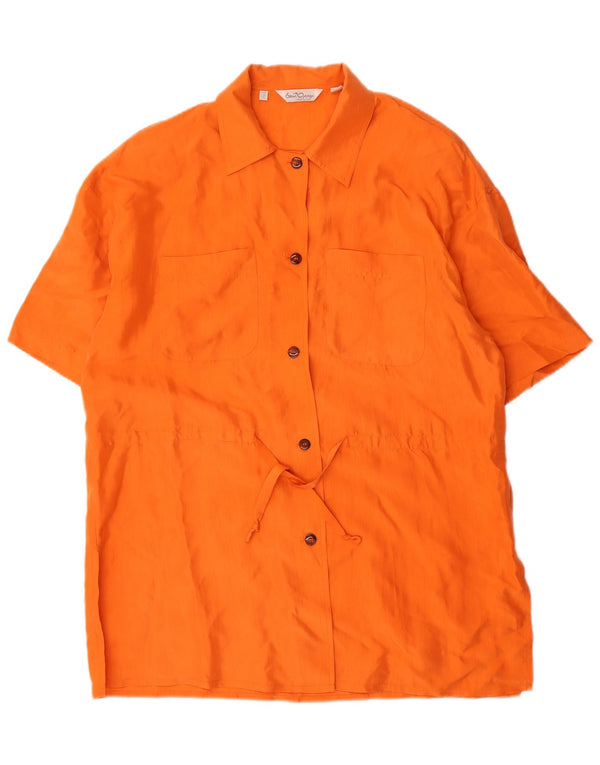 Abito camicia oversize da donna vintage UK 12 Seta arancione medio