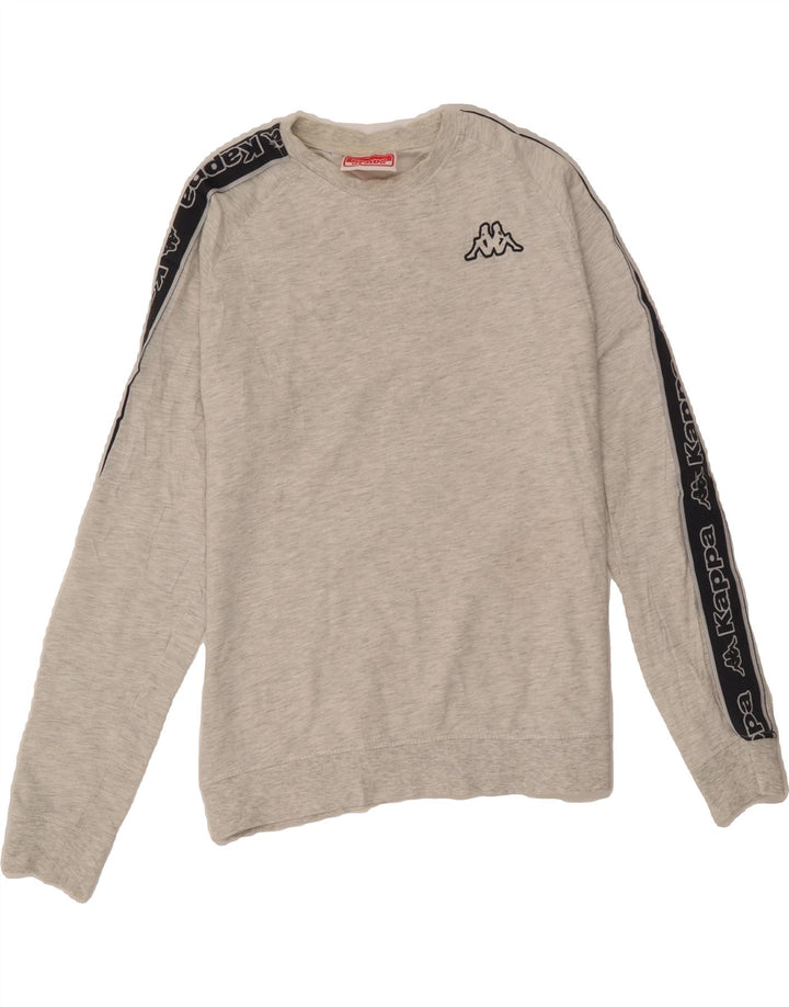 KAPPA Womens Graphic Sweatshirt Jumper UK 14 Medium Grey Colourblock Vintage Kappa and Second-Hand Kappa from Messina Hembry 