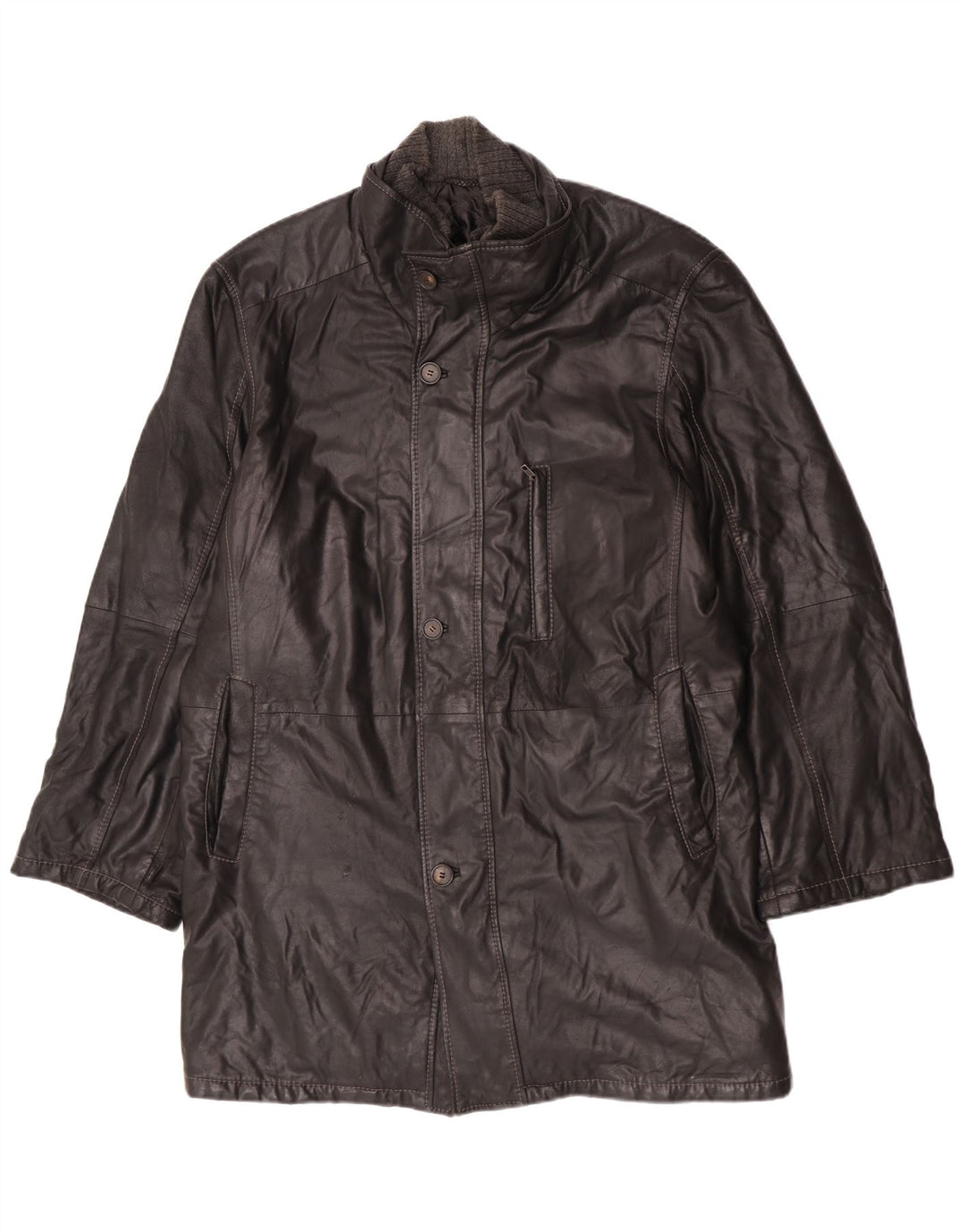Cappotto in pelle vintage da uomo IT 58 4XL Pelle nera