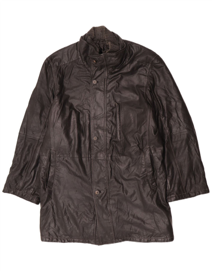 Cappotto in pelle vintage da uomo IT 58 4XL Pelle nera