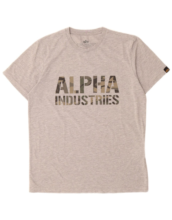 ALPHA INDUSTRIES T-shirt grafica da uomo Top piccola in cotone grigio