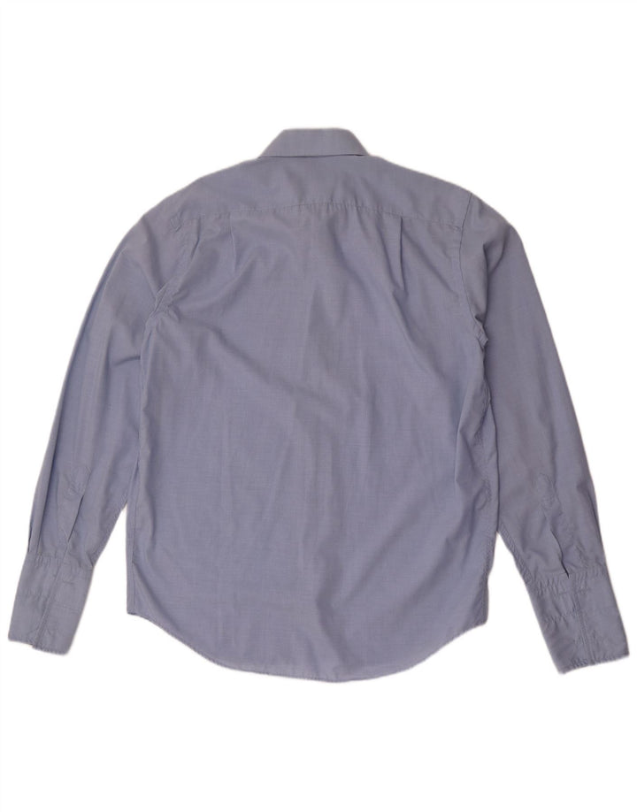 YVES SAINT LAURENT Camicia formale da uomo grande in cotone a quadretti blu
