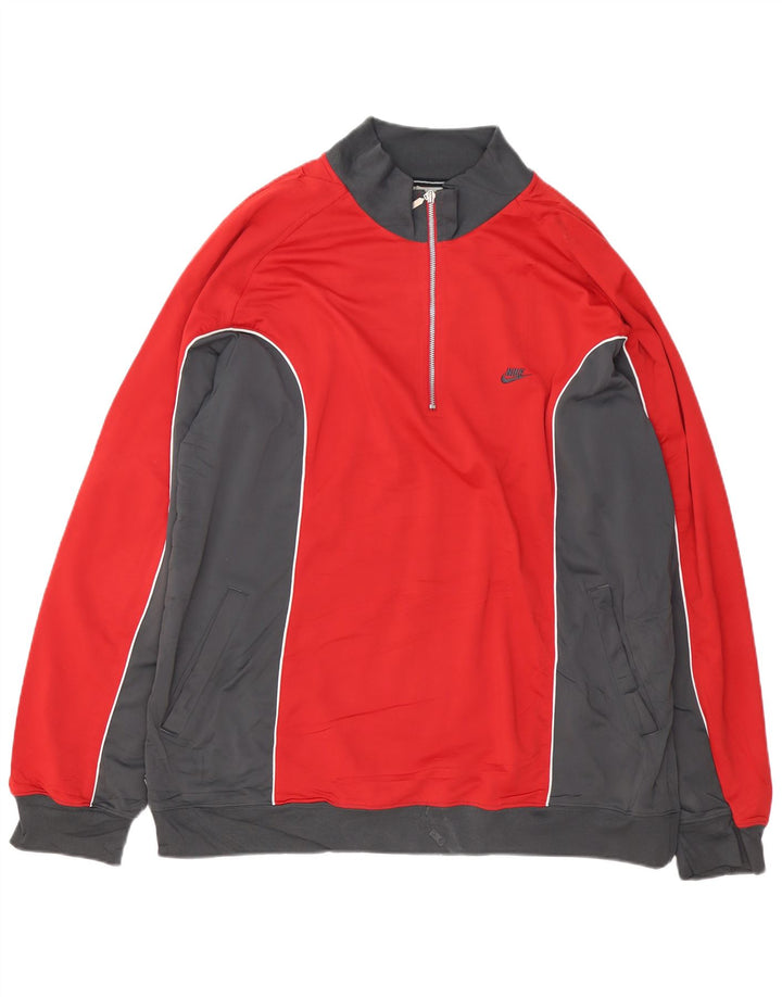 Felpa ADIDAS da uomo con collo con zip, maglione 2XL, poliestere color block rosso