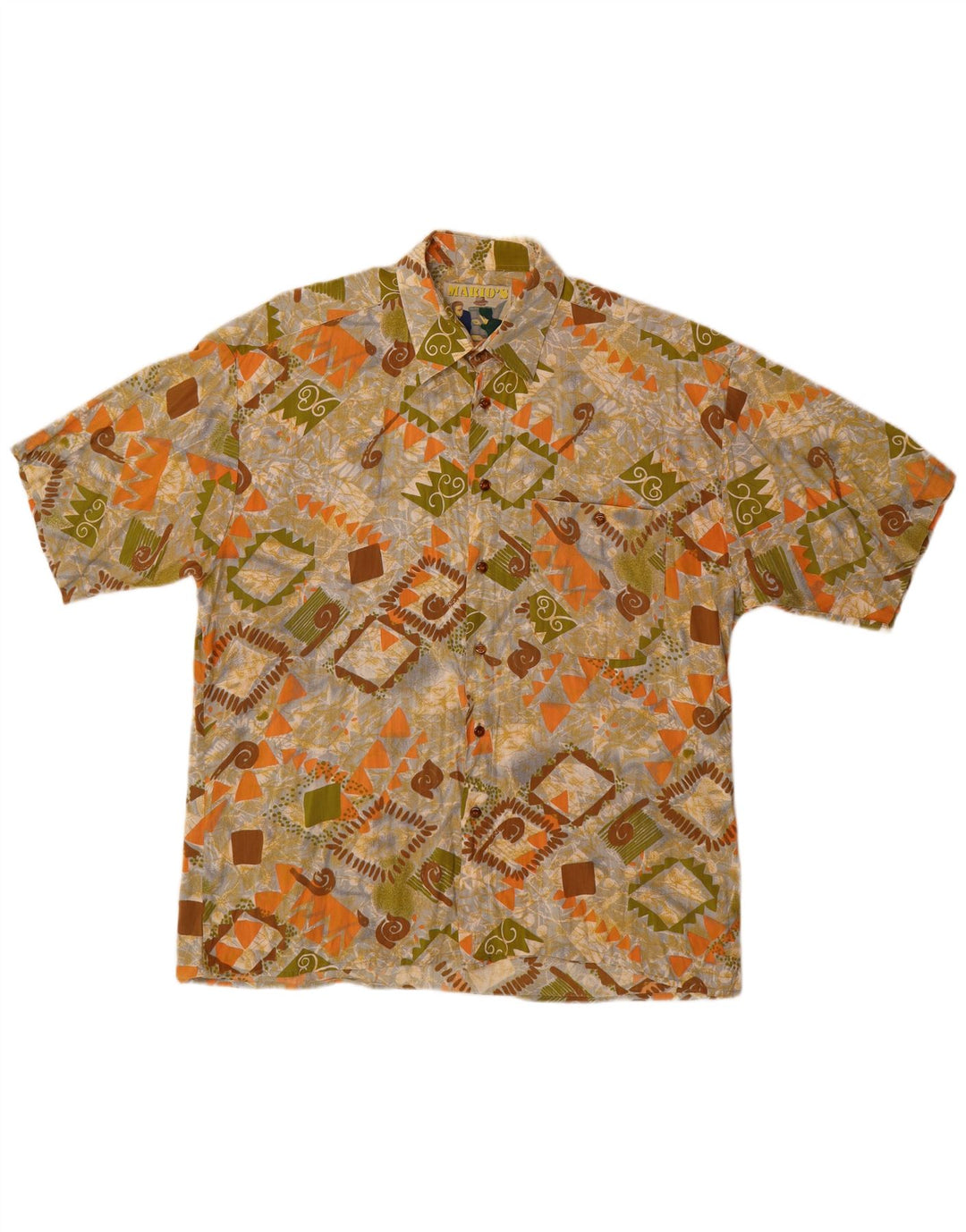 Camicia a maniche corte da uomo di Mario Grande geometrica multicolore