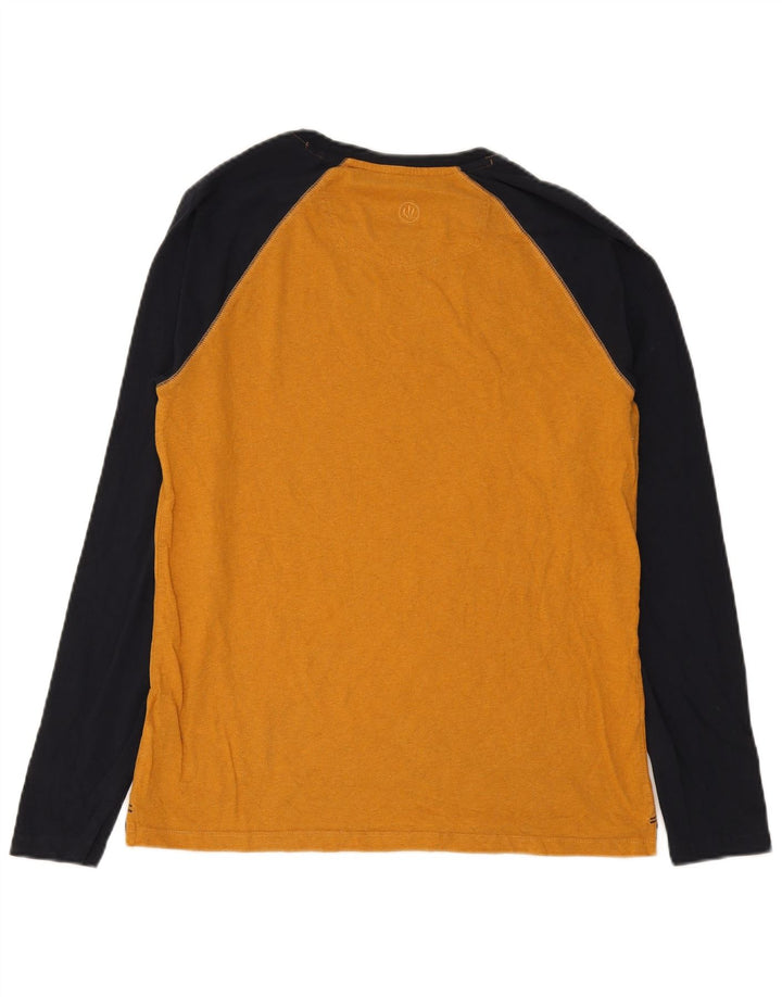 Fat Face Top grafico da uomo a maniche lunghe in cotone color block giallo medio