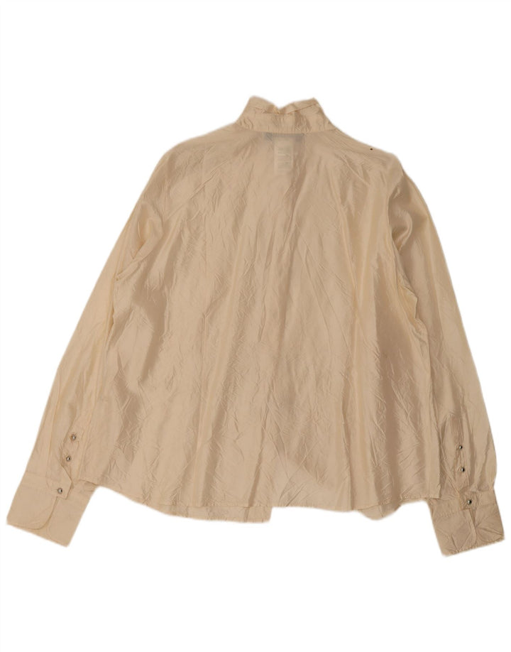 Marina Rinaldi Camicia Oversize da Donna Camicetta Taglia 27 Large Beige Seta