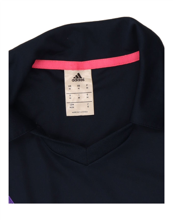 ADIDAS Mens Climalite Polo Shirt Medium Navy Blue Colourblock Polyester Vintage Adidas and Second-Hand Adidas from Messina Hembry 
