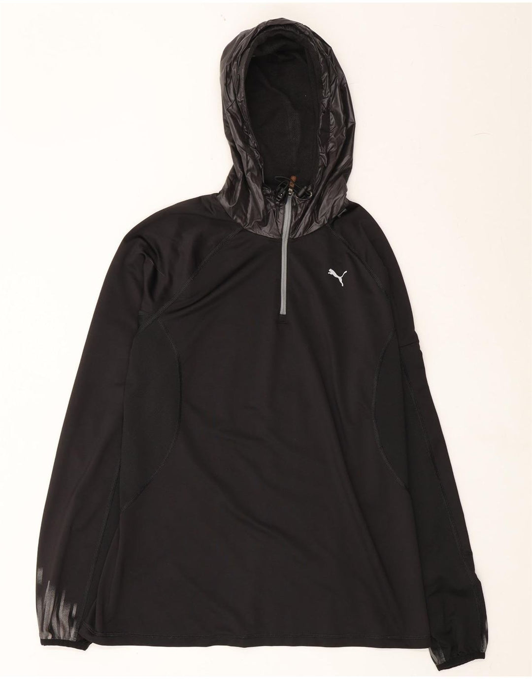 PUMA Womens Hooded Zip Neck Pullover Tracksuit Top UK 14 Medium Black Vintage Puma and Second-Hand Puma from Messina Hembry 