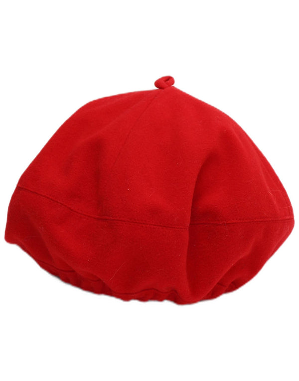 Berretto basco in pile vintage da bambina 6-7 anni in poliestere rosso