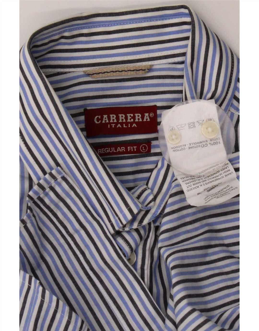 Camicia Carrera da uomo a maniche corte vestibilità regolare in cotone a righe grandi blu