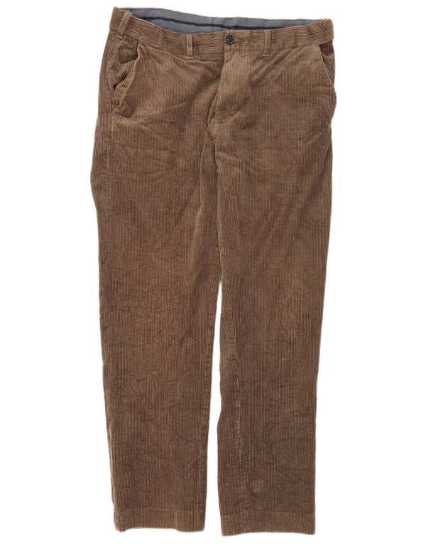 Pantaloni di velluto a coste vestibilità regolare da uomo Marks & Spencer W36 L31 cotone marrone