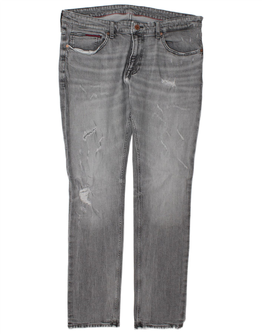 Jeans slim invecchiati da uomo Tommy Hilfiger W38 L34 cotone grigio
