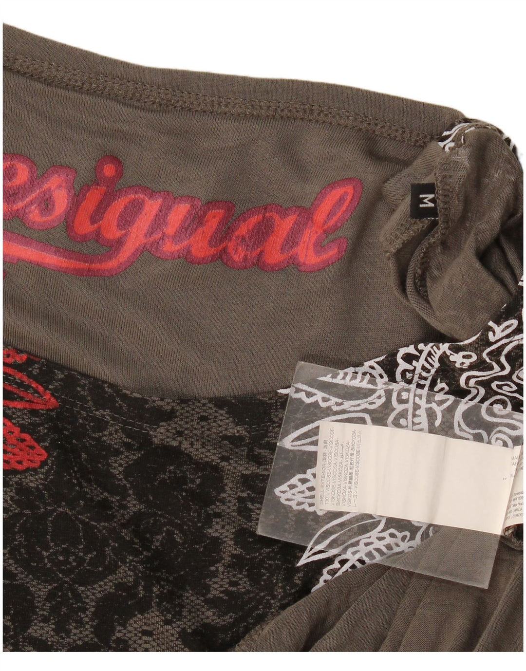 Desigual Donna Camicetta a pipistrello Top UK 14 Viscosa Paisley grigio medio
