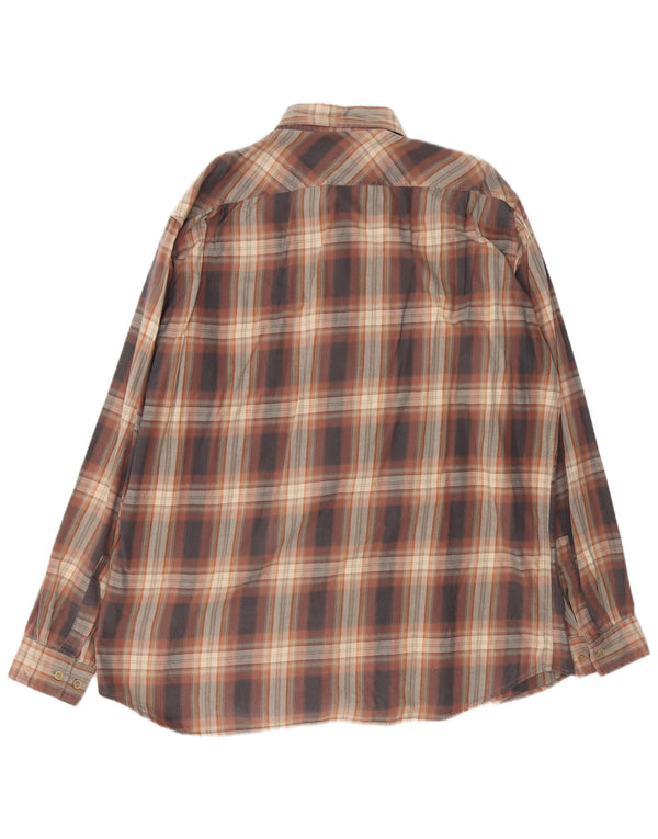 MARLBORO CLASSICS Camicia da uomo in flanella XL in cotone scozzese marrone