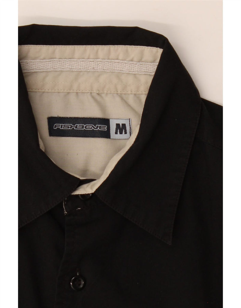 FISHBONE Mens Short Sleeve Shirt Medium Black Cotton Vintage Fishbone and Second-Hand Fishbone from Messina Hembry 