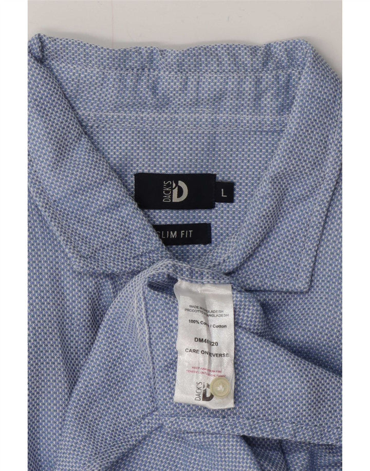 Camicia slim fit da uomo Dack's Large in cotone blu