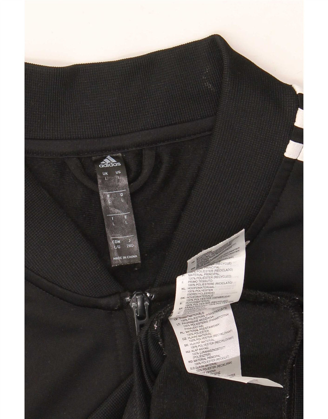 Giacca da tuta da uomo Adidas Large nera in poliestere