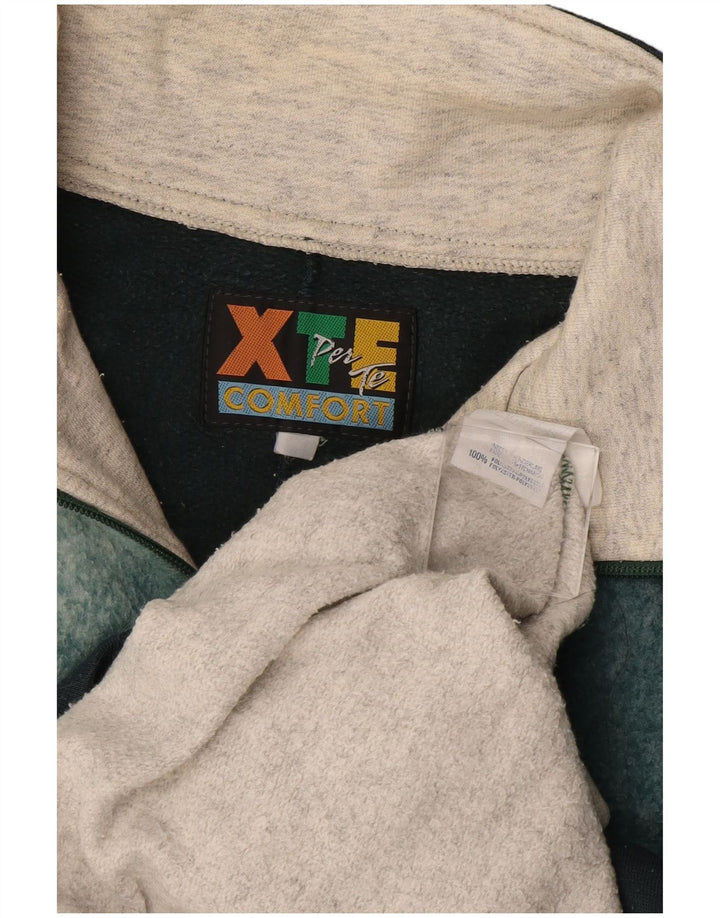 EXTE Felpa da uomo con collo con zip grafica Maglione grande grigio color block