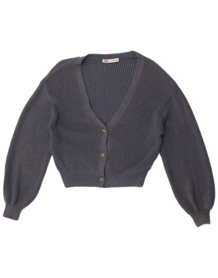 Maglione cardigan corto da donna Zara UK 14 blu navy medio