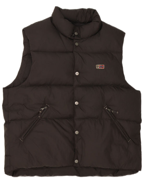 Gilet imbottito da uomo con grafica geografica Napapijri UK 40 Large marrone in poliammide