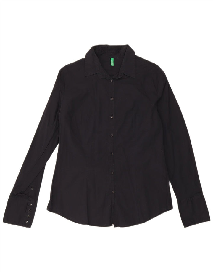 Camicia da donna Benetton UK 16 grande cotone nero
