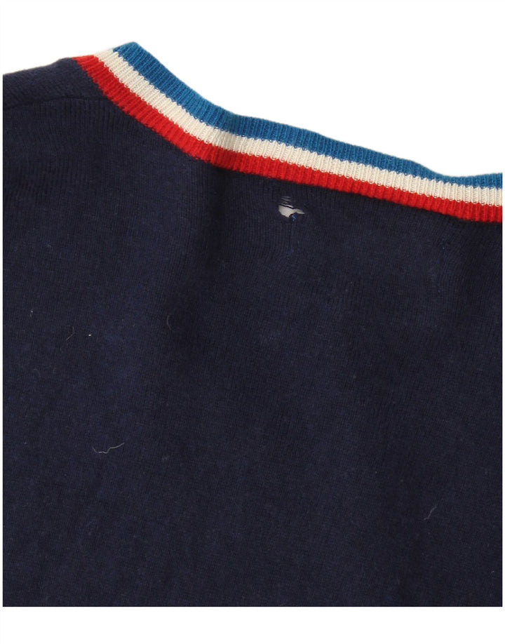 Maglione da uomo con scollo a V Adidas piccolo in cotone blu navy