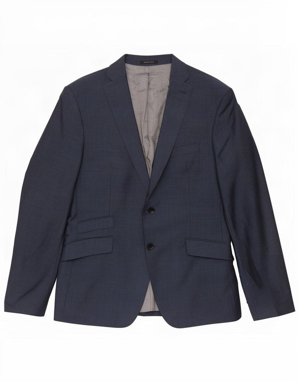 Giacca blazer da uomo a 2 bottoni Zara EU 52 grande in lana blu navy