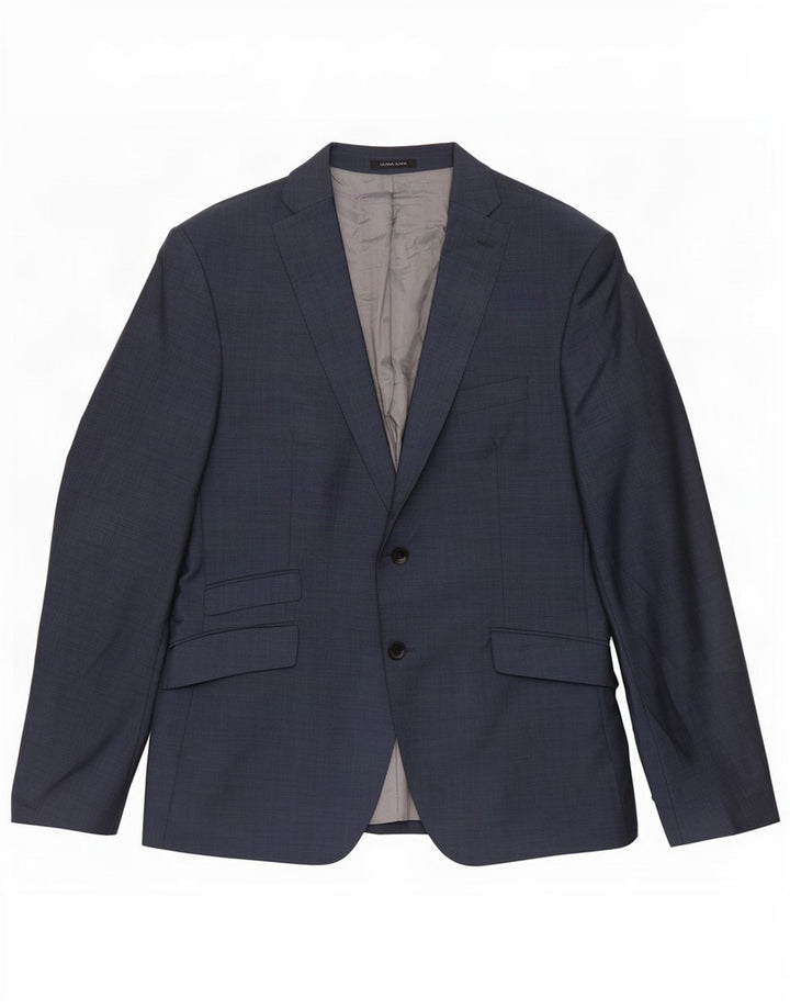 Giacca blazer da uomo a 2 bottoni Zara EU 52 grande in lana blu navy