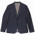Giacca blazer da uomo a 2 bottoni Zara EU 52 grande in lana blu navy
