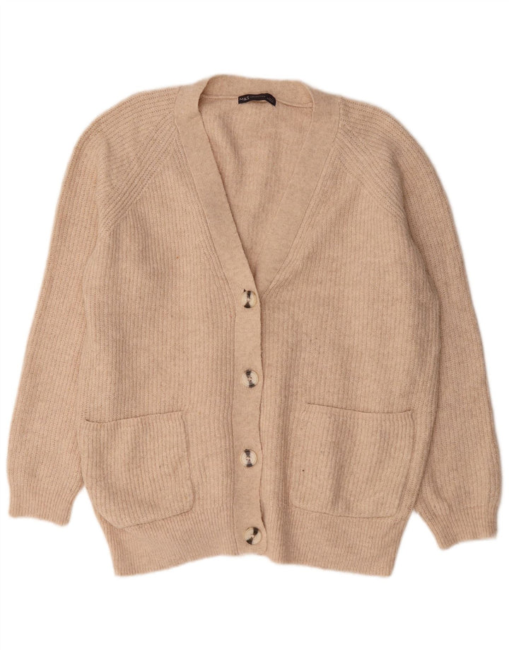 Maglione cardigan oversize da donna Marks & Spencer UK 16 Large Beige Acrilico