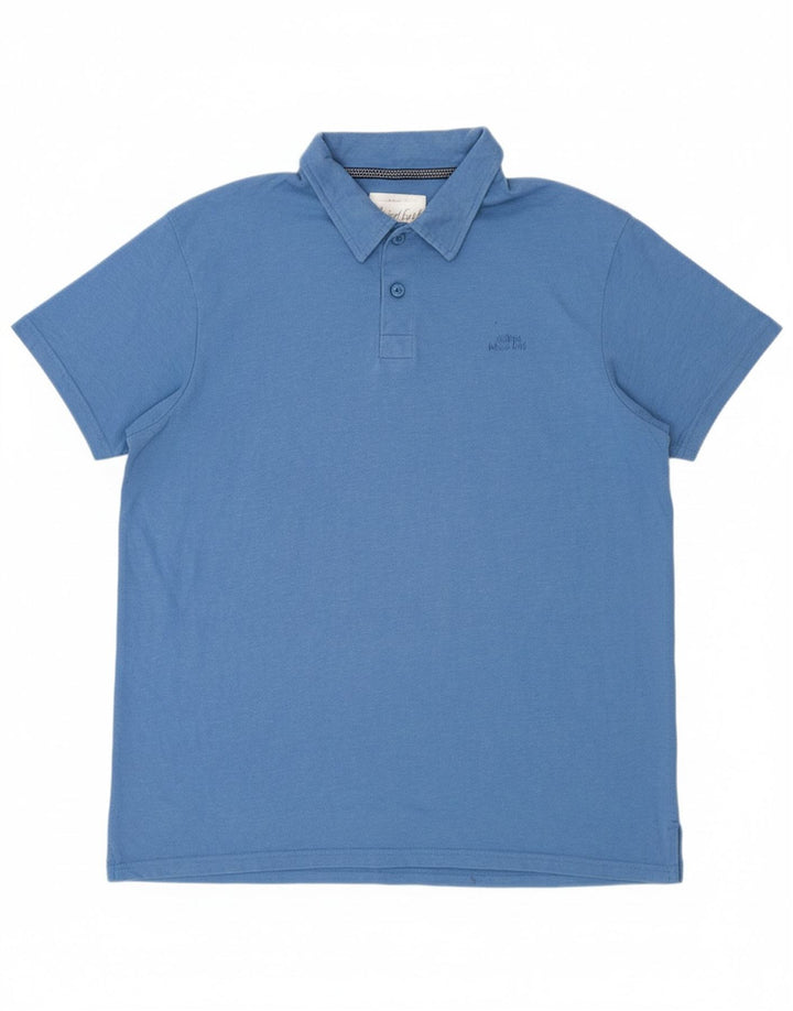 WEIRD FISH Mens Polo Shirt XL Blue Cotton