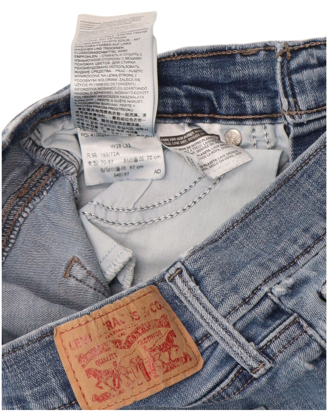 Jeans dritti slim fit da donna LEVI'S W28 L32 cotone blu