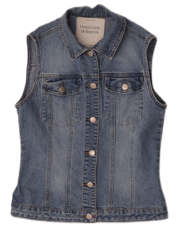 Gilet in denim da donna Benetton UK 10 piccolo blu