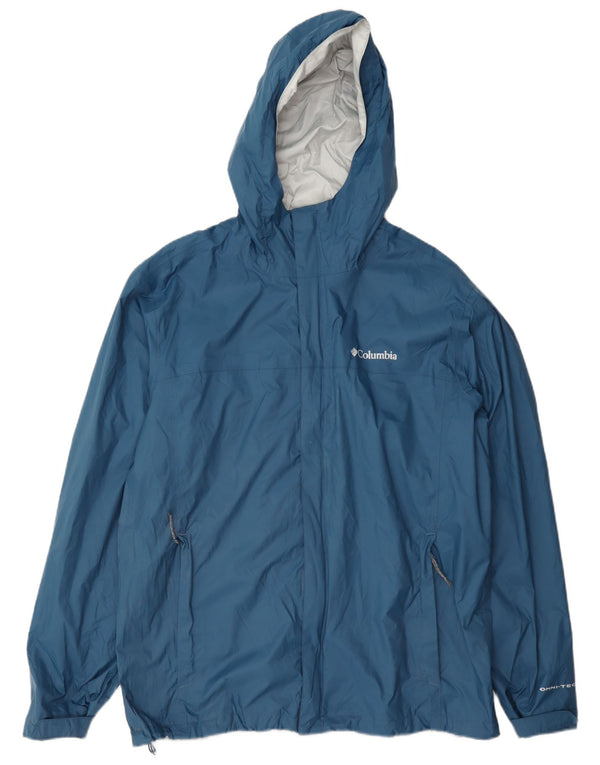 Giacca antipioggia da uomo Columbia Omni-Tech con cappuccio UK 40 grande nylon blu