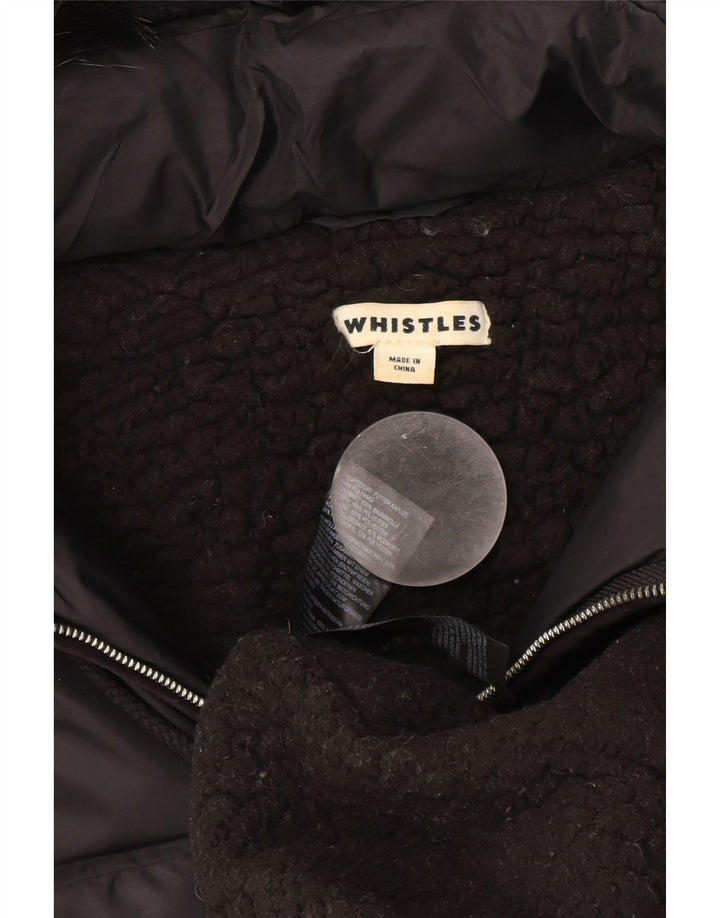 Cappotto imbottito con cappuccio da donna Whistles UK 14 medio nero in poliammide