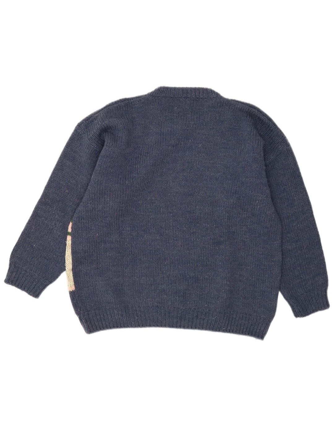 Maglione girocollo con grafica vintage da uomo, grande lana blu navy