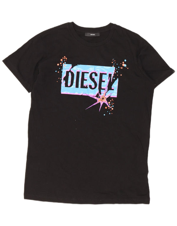T-shirt grafica da uomo Diesel Top piccola in cotone nero