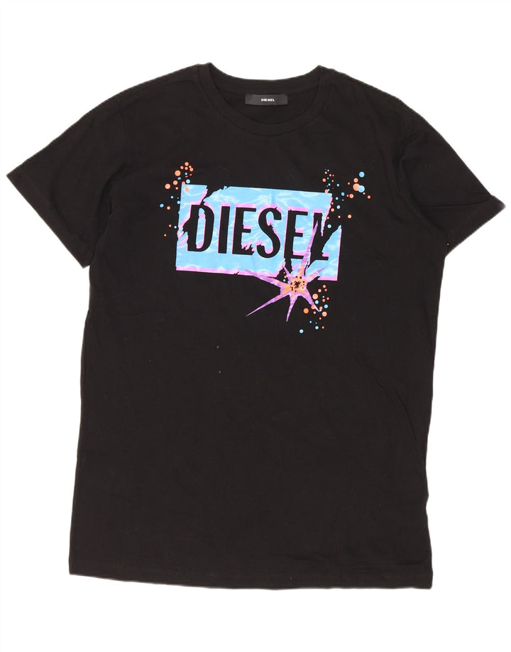 T-shirt grafica da uomo Diesel Top piccola in cotone nero