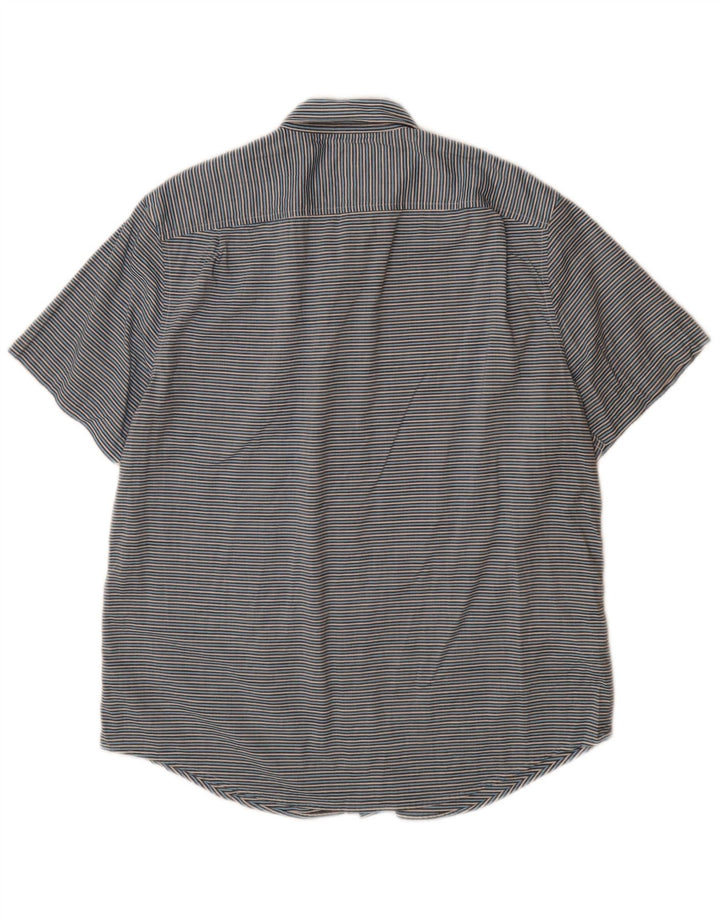 PINGUIN Camicia a maniche corte da uomo grande in cotone gessato blu